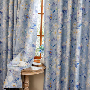 <span class=keywords><strong>Tende</strong></span> americane con stampa floreale in poliestere effetto acquerello azzurro chiaro per soggiorno, camera da letto e decorazioni per la casa - Product Image 6