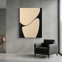Peinture à l'huile 3D moderne Wabi Sabi à texture épaisse, peinte à la main, abstraite noire et beige, sur toile, taille personnalisable pour chambre à coucher