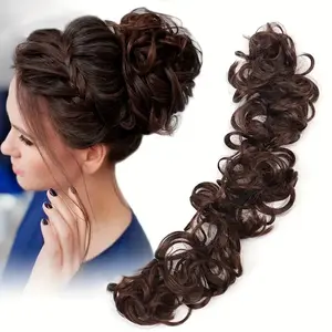 Wavy Curly Hair Bun Hairpiece For Women Synthetic Messy Scrunchies Elastic Hair Band For Long Chignon Hair Accessories