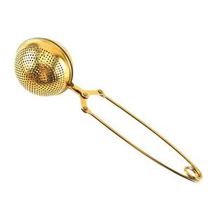 Gold <b>Tea</b> <b>Infuser</b> Stainless Steel Round Ball With Clip <b>For</b> Brewing <b>Tea</b> Sets Polished Finish 304 Material - Product Image 1