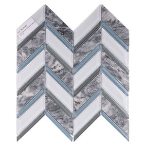 <span class=keywords><strong>Mosaico</strong></span> di marmo <span class=keywords><strong>naturale</strong></span> <span class=keywords><strong>in</strong></span> <span class=keywords><strong>pietra</strong></span> blu bianco grigio blu bianco <span class=keywords><strong>in</strong></span> vetro <span class=keywords><strong>naturale</strong></span> a forma di foglia per l'arredamento della camera d'albergo - Product Image 1