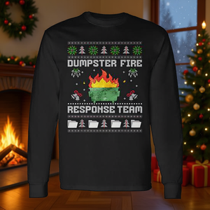 Maglione natalizio a maniche lunghe con stampa del team di soccorso Dumpster Fire Response Team - Product Image 4