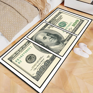Alfombras de dólar estadounidense impresas en 3D personalizadas en diferentes colores con logotipo Alfombra de billete de 100 dólares Alfombra de área de dormitorio esponjosa - Product Image 5