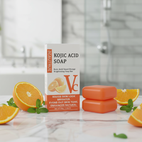 Barra de Baño Natural Hecha a Mano para Limpieza Corporal Completa con Ácido de Cúrcuma, Naranja Dulce, Papaya y Limón, Iluminadora, Venta al por Mayor para Proveedores