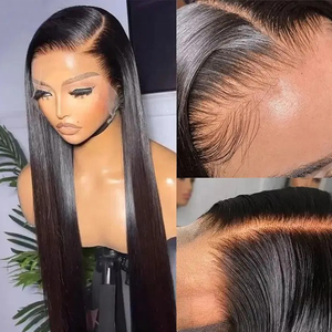 วิกผมแท้ 100% ผมบราซิลแบบดิบ วิกผมแบบเต็มศีรษะ ความหนาแน่น 250% วิกผม HD แบบ 13x6 13x4  ถอนขนมาแล้ว พร้อมเชือกผูกแบบใส - Product Image 4