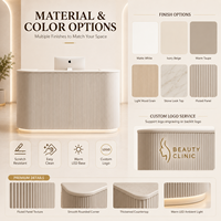 Bureau de réception moderne en bois massif écologique avec design incurvé, hauteur réglable et éclairage LED pour usage commercial/bureau