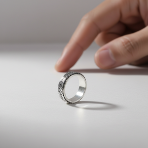 Real 925 <strong>Silver</strong> <strong>Spinner</strong> <strong>Rings</strong> for Men and Women Retro Antique Thai <strong>Silver</strong> Hemp Rope Design - Product Image 2