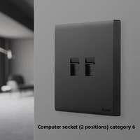 Interruptor de Pared Legrand, Diseño Simple y Elegante en Negro Grafito Mate, Interruptor Individual con Cinco Puertos USB, 16A, para Aire Acondicionado y Computadora, Original