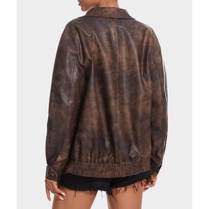 Veste en cuir véritable pleine fleur surdimensionnée avec logo appliqué pour femmes, nouvelle tendance, personnalisable - Product Image 6