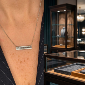 Collier en diamant cultivé en laboratoire certifié IGI, 1,10 ct, barre horizontale baguette halo, or massif 18K 14K 10K, pendentif en argent 925 pour femme - Product Image 3