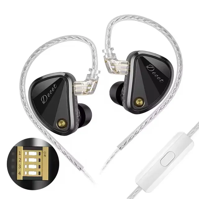 KZ Decet 5DD Dynamic Driver Adjustable Earbuds HIFI In-Ear IEM Monitor Wired Earphones with 4 Tuning Switches for Musicians