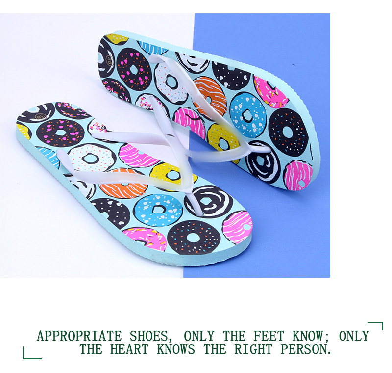 Custom Logo Flip-flops Slippers PE Women's Printed Beach Flip Flops Wholesale
