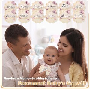 12 cartes de jalons mensuels en bois 3D Papillon pour bébé fille, disques marqueurs de jalons, accessoires de photographie nouveau-né, signes commémoratifs - Product Image 3