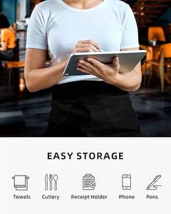 Tablier de serveur demi-serveur court en polyester noir avec LOGO personnalisé Tablier de taille pour cuisine Café Bar Tabliers de chef - Product Image 2