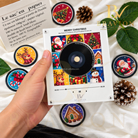 Boîte à musique rotative magnétique NFC BRAVION personnalisée avec bonhomme de neige de Noël, 9 disques vinyles interchangeables, cadeau promotionnel