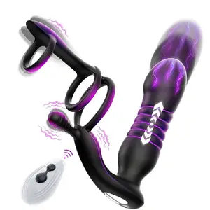 Male Anal Toys Cock Ring Sex Toys Vibrators with Remote Control 10 Vibration & 10 Thrusting Modes Toys Wireless Anal Plug