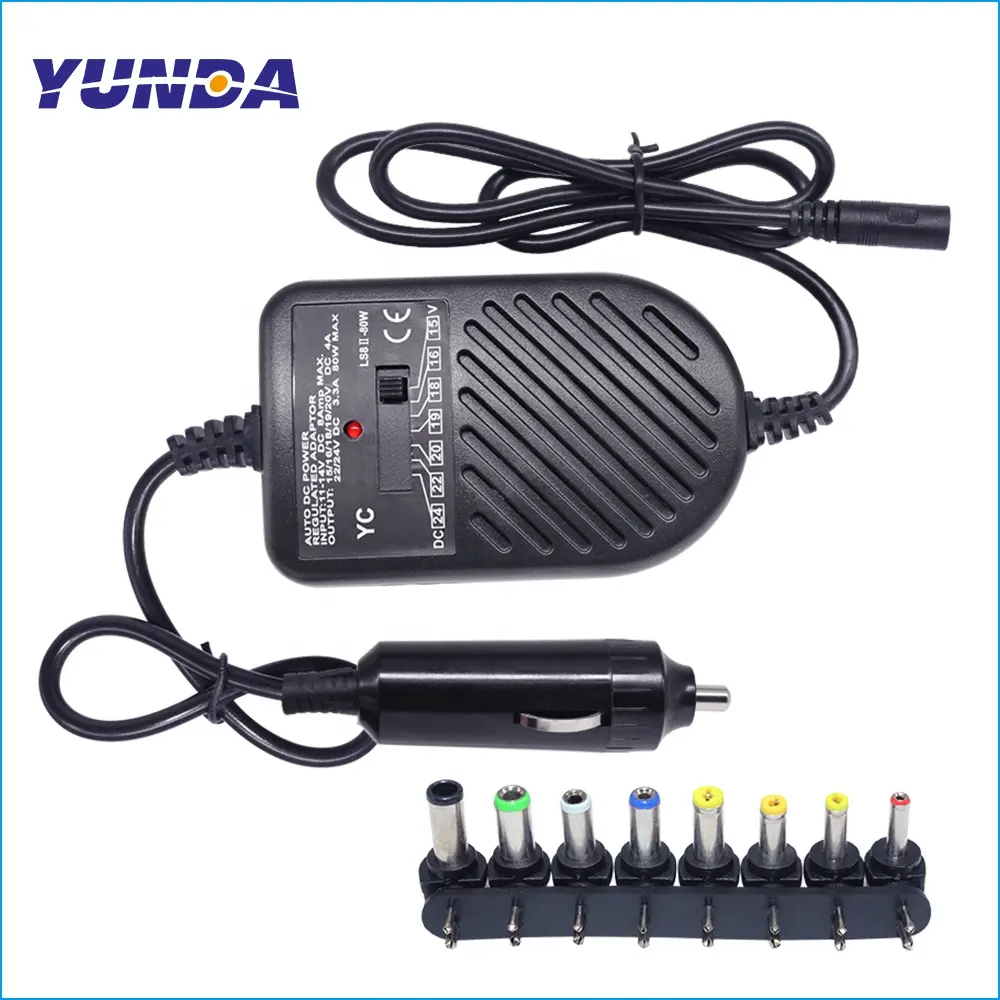 Universal 80W DC Car Charger Power Adapter FOR Dell Hp Toshiba Sony and Acer Laptop Notebook Computer