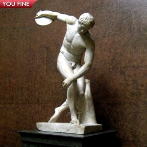 Scultura in <span class=keywords><strong>marmo</strong></span> a grandezza naturale <span class=keywords><strong>di</strong></span> Myron del Discobolo, atleta antico lanciatore <span class=keywords><strong>di</strong></span> disco, per giardino o villa, YOUFINE Outdoor ArtLife. - Product Image 5