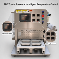 Voedseltray-sealmachine, pneumatische warmte-sealer, roestvrij staal, touchscreen, voor afhaalmaaltijden, lunchboxen en verpakkingen van kant-en-klare maaltijden
