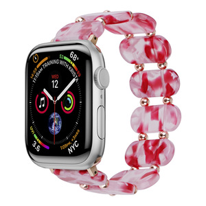Bracelet élastique à perles ovales pour Apple Watch, 20 mm, 22 mm, avec fermoir à pression, bracelet en métal pour Apple Watch - Product Image 3