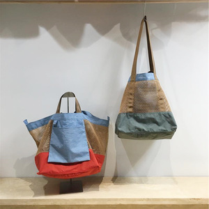 Sac à bandoulière en maille color-block réversible grande capacité, sac de shopping décontracté, style mode printemps 2024 - Product Image 2