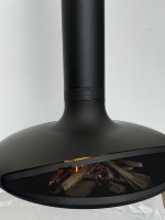 Cheminée d'angle décorative extérieure pour hôtel, style américain personnalisé, en acier au carbone et peinture noire résistante à la chaleur, moderne, pour brûler du bois