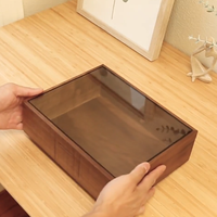 Boîte de rangement multifonctionnelle en bois de noyer gravé, personnalisable, avec couvercle transparent à rabat magnétique, boîte à souvenirs, boîte cadeau