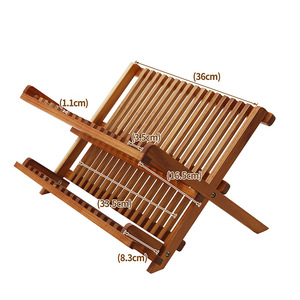 ชั้นวางจานไม้สักแบบพับได้สองชั้นสำหรับวางจาน ถ้วย ตะเกียบ - Product Image 4