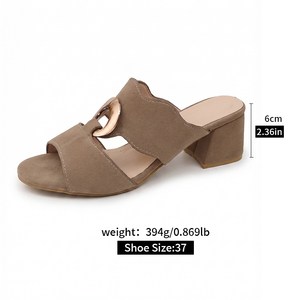 Nouvelle Arrivée – Sandales à Talons Hauts Chunky Sexy pour Femme, en Velours Effet Peau de Cerf Artificielle, Tissu Givré, Bout Ouvert, Tendance W-XT-07 - Product Image 3