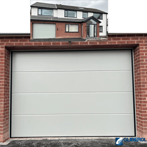 Portes <span class=keywords><strong>de</strong></span> <span class=keywords><strong>garage</strong></span> sectionnelles modernes automatiques isolées en acier moussé à double paroi avec finition verre, personnalisées pour villa - Product Image 1