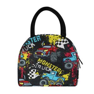 Custom Monster Truck Pattern Insulated Lunch Bag with Zipper Closure and Handle for Kids Outdoor Picnic Cooler Lunch Bag - Product Image 1