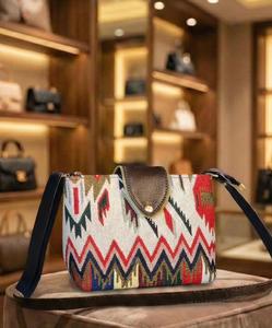 Bohemian Indigo Geometric Pattern Waterproof Crossbody Purse with Magnetic Snap Closure Canvas & PU Leather <b>Small</b> Capacity - Product Image 3