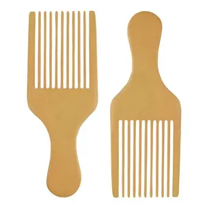 Custom logo natural wooden afro comb hair pick comb with handle