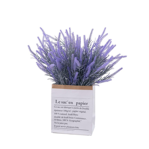 Plante artificielle verte <span class=keywords><strong>lavande</strong></span> faite à la main en gros, 15 mailles, 5 branches, fleur d'usine, pour la remise des diplômes, le Nouvel An, la fête des pères, toutes saisons - Product Image 3