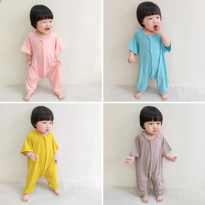 Pyjama une pièce pour bébé Barboteuses d'été respirantes anti-coup de pied Garçons Filles Bébé Climatisation Vêtements Protection du ventre Ramper - Product Image 4