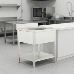 Évier de cuisine en acier inoxydable de conception européenne avec pieds réglables, revêtement de qualité alimentaire, finition polie, usage commercial <span class=keywords><strong>Horeca</strong></span> - Product Image 1