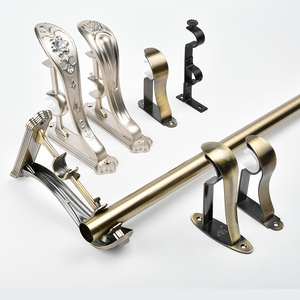 Nuevo diseño doble barra extensible de cortina de Metal soporte 16-19mm caja de PVC embalaje precio barato conjunto rieles ganchos pistas cortinas - Product Image 5