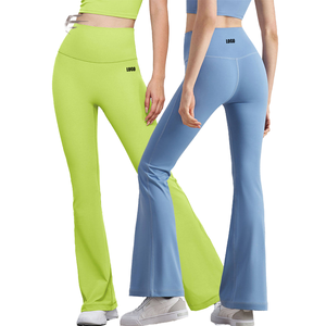 Solid Cross Back Wholesale Gym Slimming Sportswear Custom Fitness <b>Flare</b> Sports Breathable High Waisted Yoga <b>Leggings</b> - Product Image 1