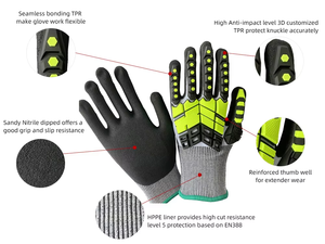 Özel Logo Anti kayma koruyucu eldiven nitril kumlu kaplamalı emek iş En388 Anti Cut mekanik koruma eldiven - Product Image 5