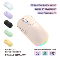 Mouse Gaming Nirkabel Tri Mode 6 Tingkat DPI 4800 1000Hz Esports 2.4G Dual Channel Lampu RGB Tipe C Grosir Massal Pasokan OEM