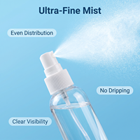 Flacon pulvérisateur PET transparent de 50 ml, vente en gros d'usine, brume ultra fine, rechargeable, format voyage, atomiseur d'eau cosmétique