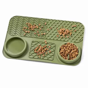 3-in-One Slow Feeder Lick Mat Silicone Dog Bowl With Suction Non Slip Multi-functional Slow Food Bowl For Pets