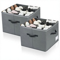 Organisateur de chaussures pliable avec couvercle transparent, séparateurs ajustables, 4 poignées, tissu Oxford 600D, boîte de rangement, convient pour 12 à 24 paires