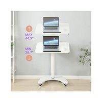 Chariot de présentation pneumatique en MDF pour ordinateur, chariot de bureau debout, Table debout Mobile réglable en hauteur