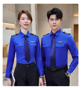 Seragam Pilot Profesional Kemeja Lengan Panjang Pria Wanita <span class=keywords><strong>2</strong></span> Potong Setelan Seragam Kerja Penerbangan Maskapai Layanan Kustomisasi Grosir - Product Image 6