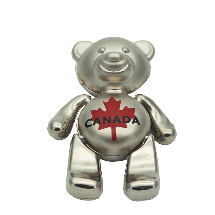 Aimant en métal pour réfrigérateur, Souvenir du tourisme du Canada, ours en peluche 3D, 1 pièce