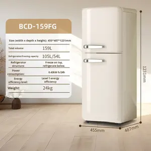 ตู้เย็นเยอรมัน MESG สีแดง รุ่นวินเทจ ขนาดเล็กสำหรับใช้ในบ้าน ยอดนิยมทางอินเทอร์เน็ต ระดับไฮเอนด์ แบบสองประตู เงียบ เหมาะสำหรับอพาร์ทเมนต์ - Product Image 6