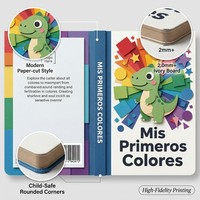 Cetak Buku Papan Anak Kustom Gaya Potongan Kertas Artistik Mis Primeros Colores Buku Anak Spanyol MOQ Rendah