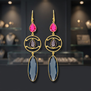 New Arrival Iolite Hydro Amethyst Hydro Gemstone Dangle Hook Silver Gold Plated Handmade Earrings Party Gift - Product Image 3
