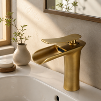 Mitigeur de lavabo commercial à haut arc, design créatif en forme de bambou, en laiton, monotrou, à poser, monocommande, écologique, sanitaire